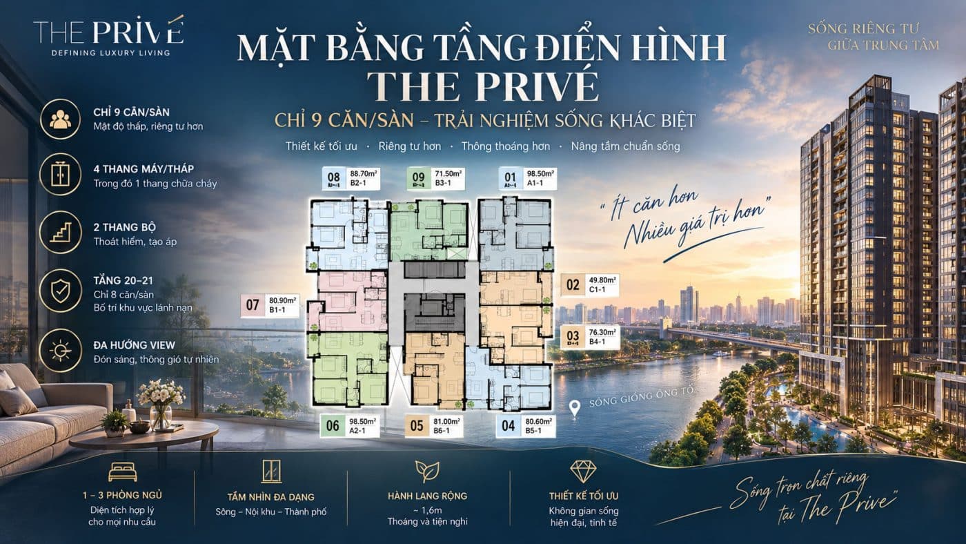 Mặt Bằng Tầng Điển Hình The Privé Có Gì Đặc Biệt Khi Chỉ Có 9 Căn/Sàn?